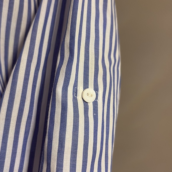 ZARA women’s relaxed fit striped 1/2 button down tunic blouse shirt open sides S - Picture 8 of 15